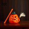 Handheld Pumpkin Pole Light Glowing Halloween Lantern, Jack O Lantern with Witch Hat Broom, Candy Collecting Up Decor, Trick or Treat Prop for