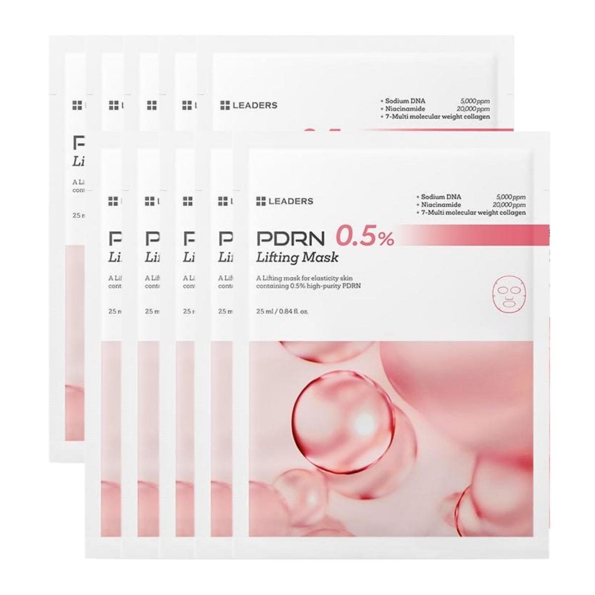 LEADERS PDRN 0.5% Lifting Mask Firming Plumping 25ml x 10 Sheets