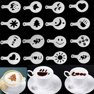 Stampi per caffè 16 pezzi stampi per ghirlande in plastica creativa fantasia decorazione modello spray in schiuma di caffè