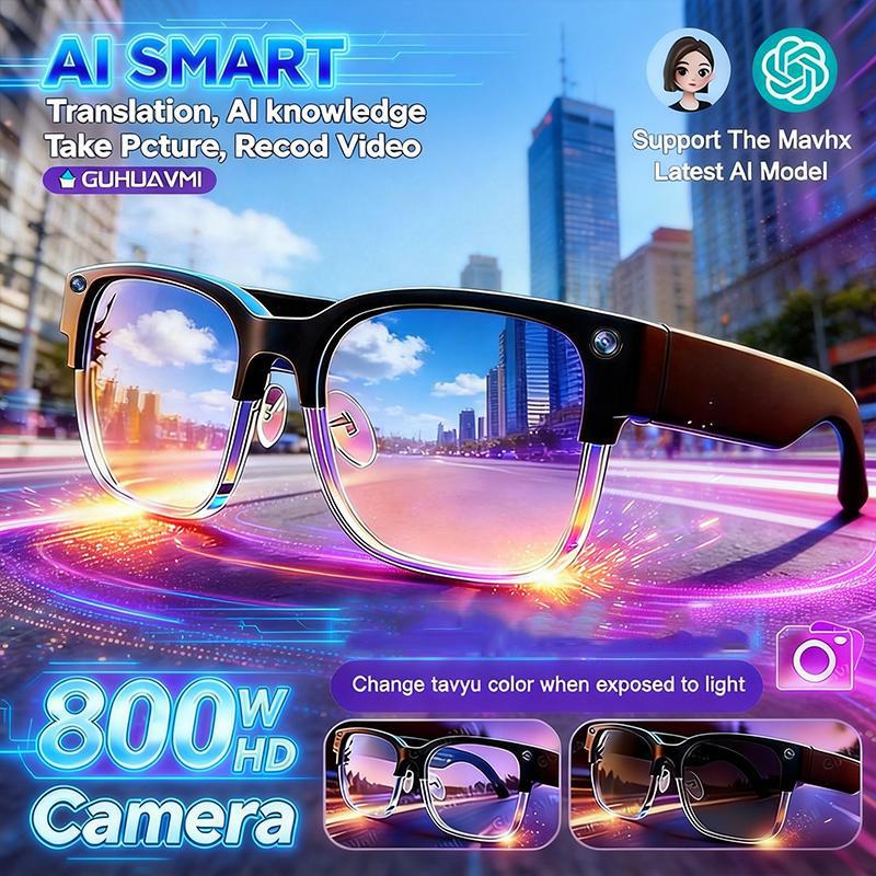 2026 Neue KI-Smart-Brille 800W HD-Kamera Brille Fotoerkennung Videoaufnahme Übersetzung Anruf Wasserdichte Sonnenbrille Herren Damen