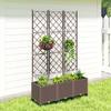 Plastic Raised Planter with Trellis, Self Watering Raised Bed for Garden with Wheels, Drainage Holes and Plugs