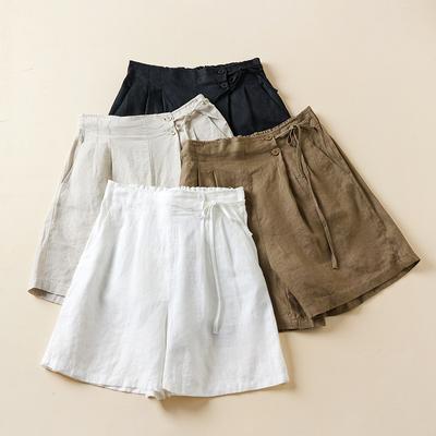 Women Casual Short Pants New Arrival Summer Vintage Style Solid Color Loose Comfortable Female Cotton Linen Shorts