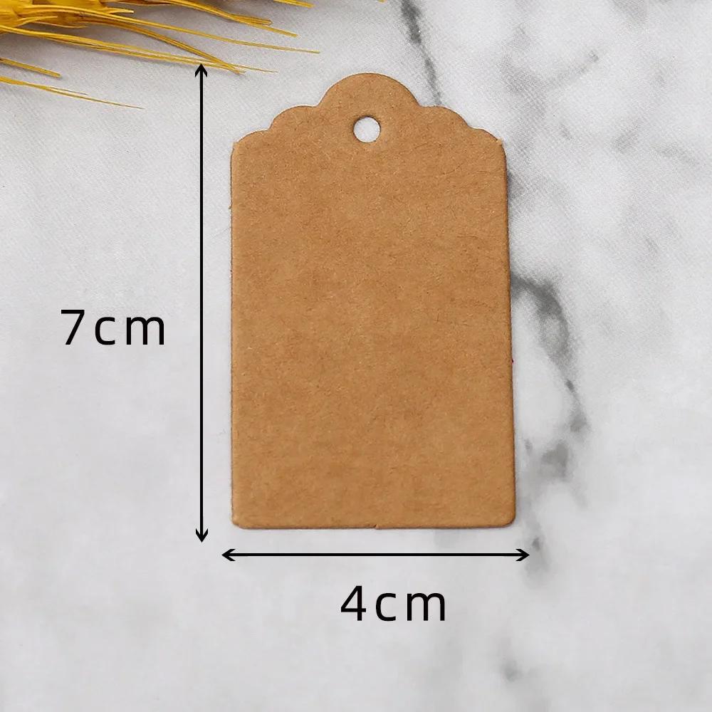 50PCS Kraft Paper Gift Tags with Strings White Cardboard for Wedding Birthday Christmas Party Cookie Packaging Supplies