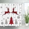 Christmas Shower Curtains Creative Xmas Tree Elk Snowflake Buffalo Plaid New Year Holiday Fabric Bathroom Decor Bath Curtai.