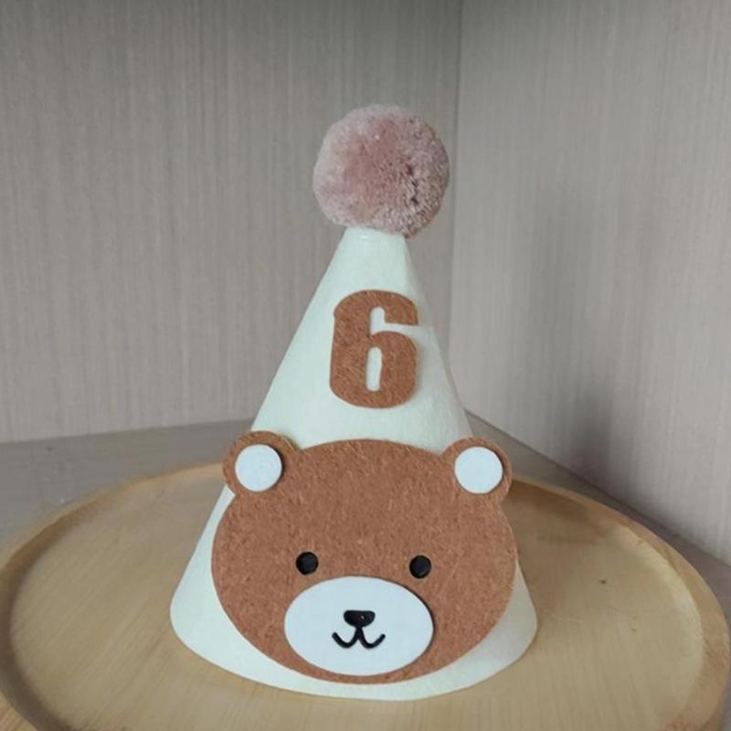Liebevolle Bären-Geburtstagsparty-Hut für Kinder 1-9T, Bequeme Zahlen-Partyhüte für Kleinkinder, Babypartys und Feiern