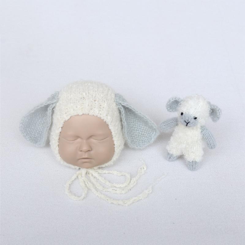 Hand Knitted Crochet Angora Wool Baby Elf Hat Newborn Coming Home Bonnet Beanie for Photography Props