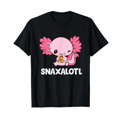 Snaxalotl Funny Axolotl Pizza Cute T Shirt Vintage Fashion Streetwear Top For Everyday Wear Designer Clothes Slightly