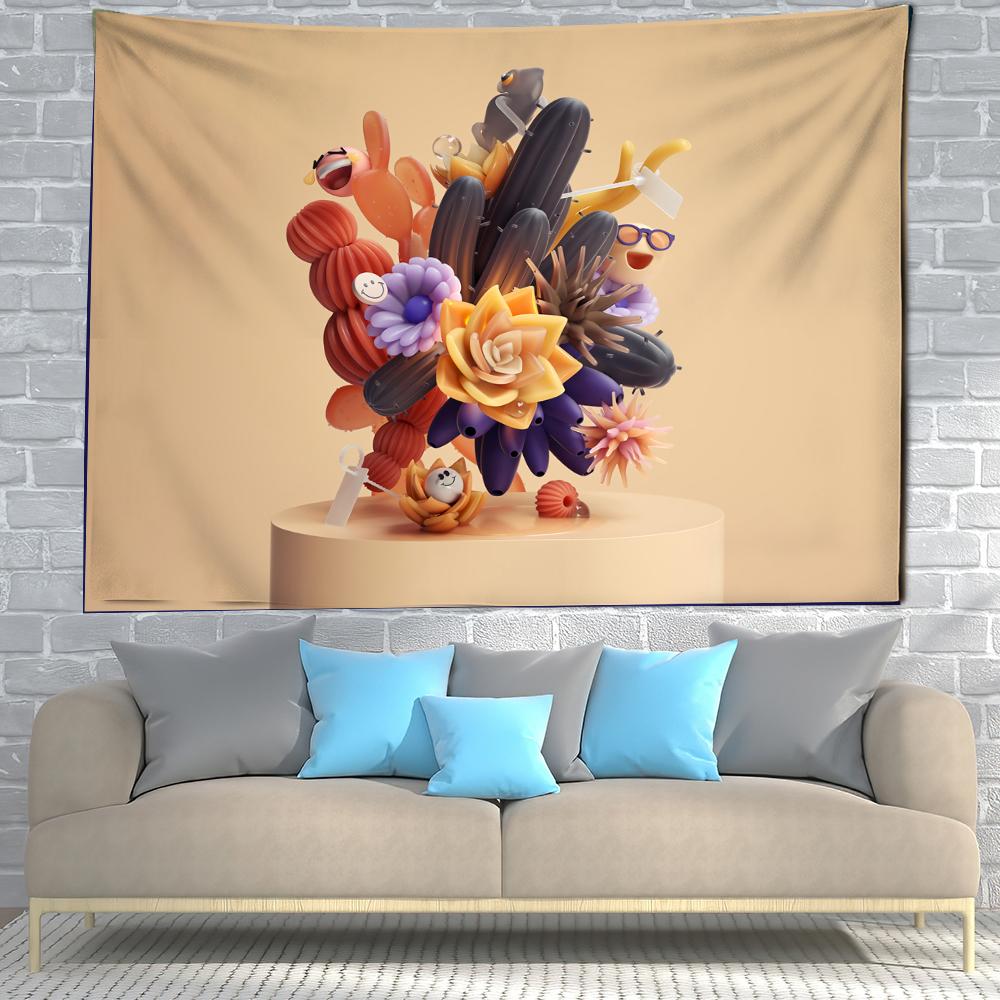 Fresh and Cute Cartoon Tapestry Background Cloth Wall Hanging Beach Mat Room Aesthetic Decoration Home Decoration Children Gift