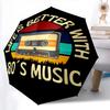1PC Musical Mixtape Umbrella Portable Folding Umbrella Iron Frame Hole Bone Structure Outdoor Home Umbrella A9