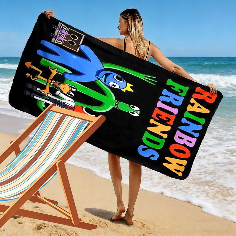 Rainbow Friends Force Print Beach Towel, Large Soft Quick Dry Towel for Beach Camping Swimming