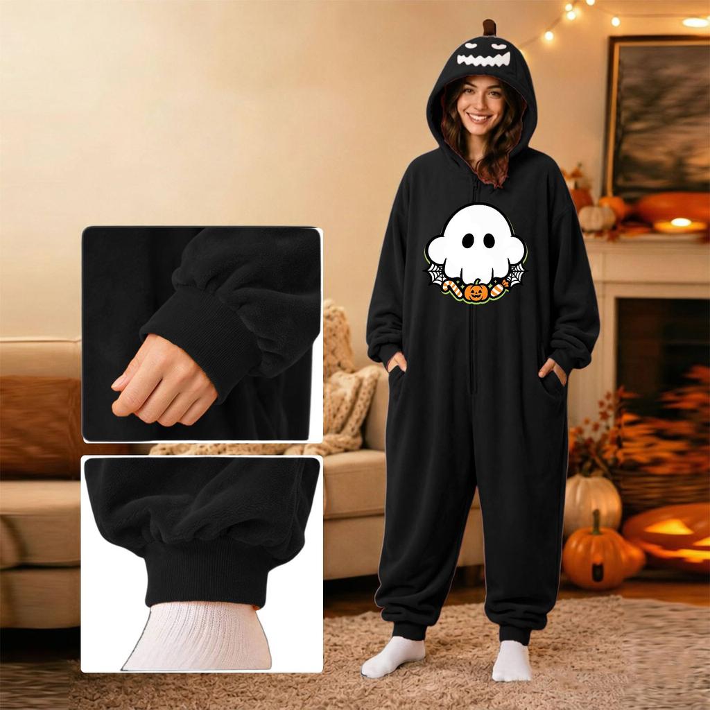 Couples Halloween Matching Flannel Jumpsuit Costume for Men and Women