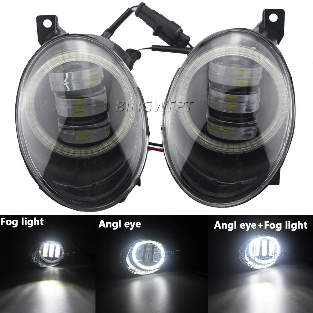 2PCS DRL For VW Golf MK6 2009 2010 2011 2012 2013 Angel Eye Fog Light Car LED Lens Fog Lamp