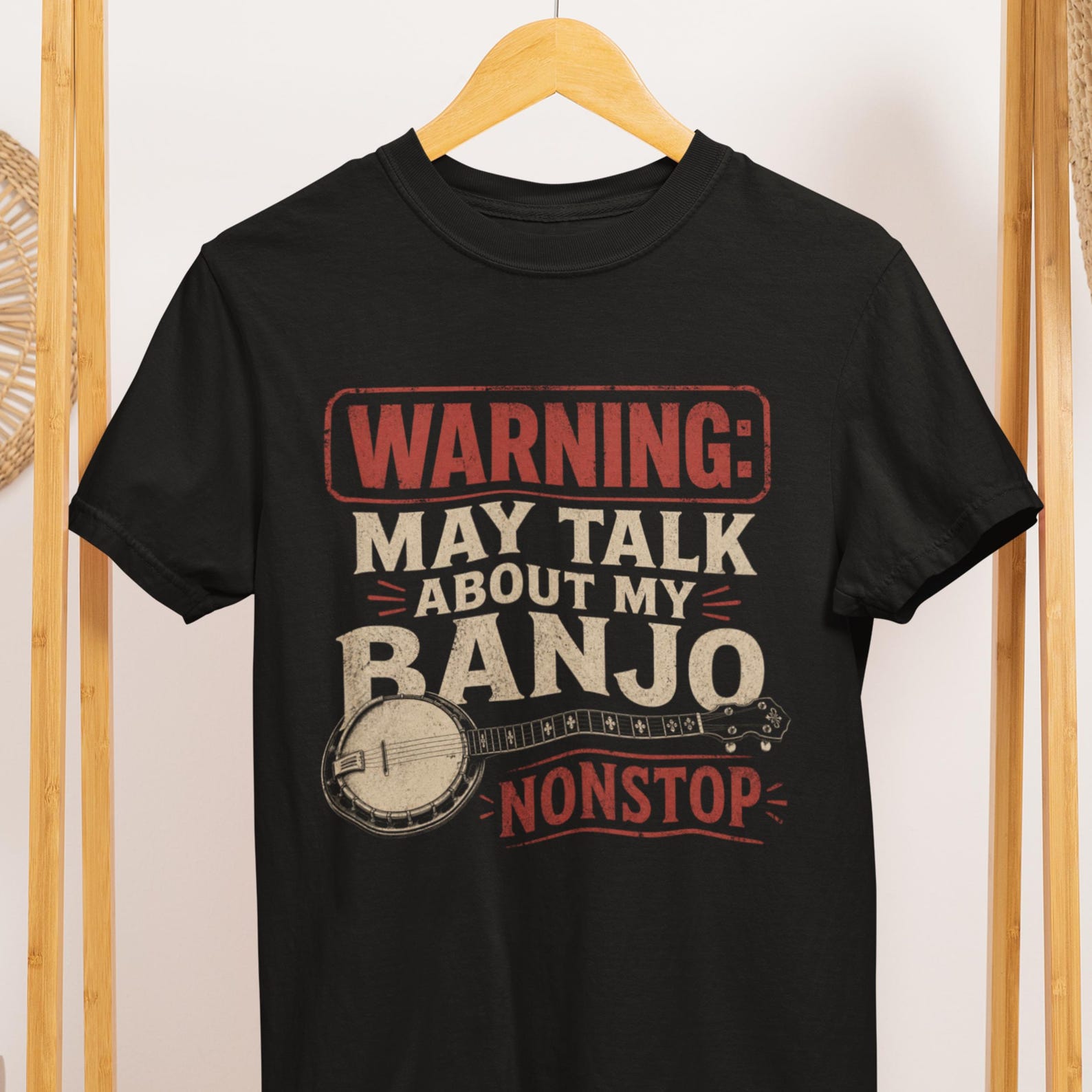 Warning May Talk Banjo Nonstop T-Shirt, Bluegrass Music Lover Tee 3XL