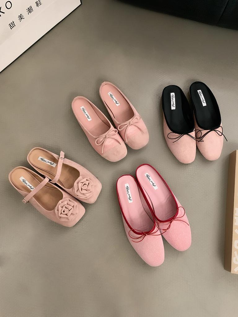 Lovely Pink Summer New Brand Women Flat Shoe Round Toe Shallow Slip On Ballerinas Shoes Soft Flat Heel Dress Ballet Shoe