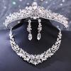DIEZI 5 Farben Luxus Kristall Diadem Halskette Ohrringe Für Frauen Hochzeitsparty Elegant Braut Braut Strass Krone Accessoires