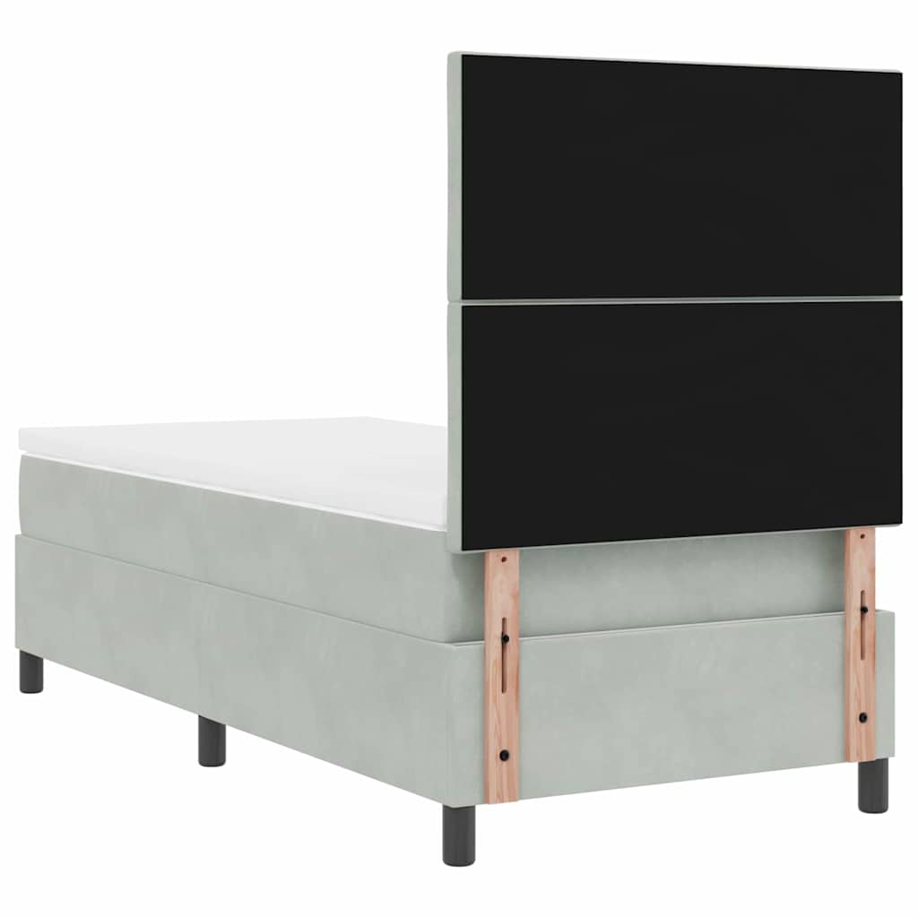 Boxspring Bed with Headboard Light Gray 100 X 200 Cm Velvet