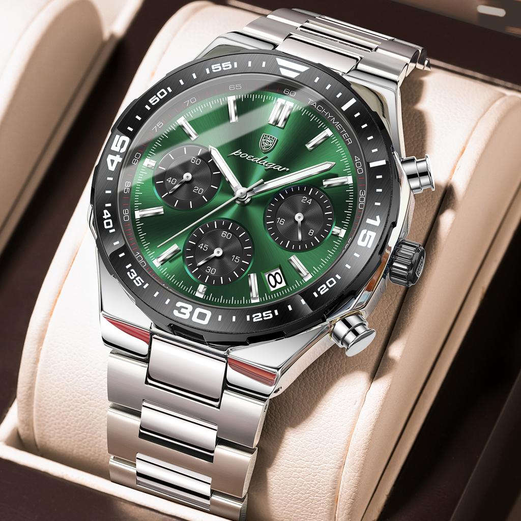 POEDAGAR Luxury Men Watch Stainless Steel Quartz Fashion Man Wristwatch Waterproof Luminous Date Chronograph Sport Men's Watches