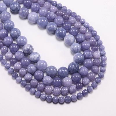 1 Strand/lot 4/6/8/10/12mm Natural Purple Aquamarin Agat Stone Bead Round Loose Spacer Beads For Jewelry Findings DIY Bracelet