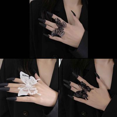 Irregular Multilayer Butterfly-shape Finger Ring Adjustable Open Punk Gothic Insect Rings Trend Men Women Jewelry Gift