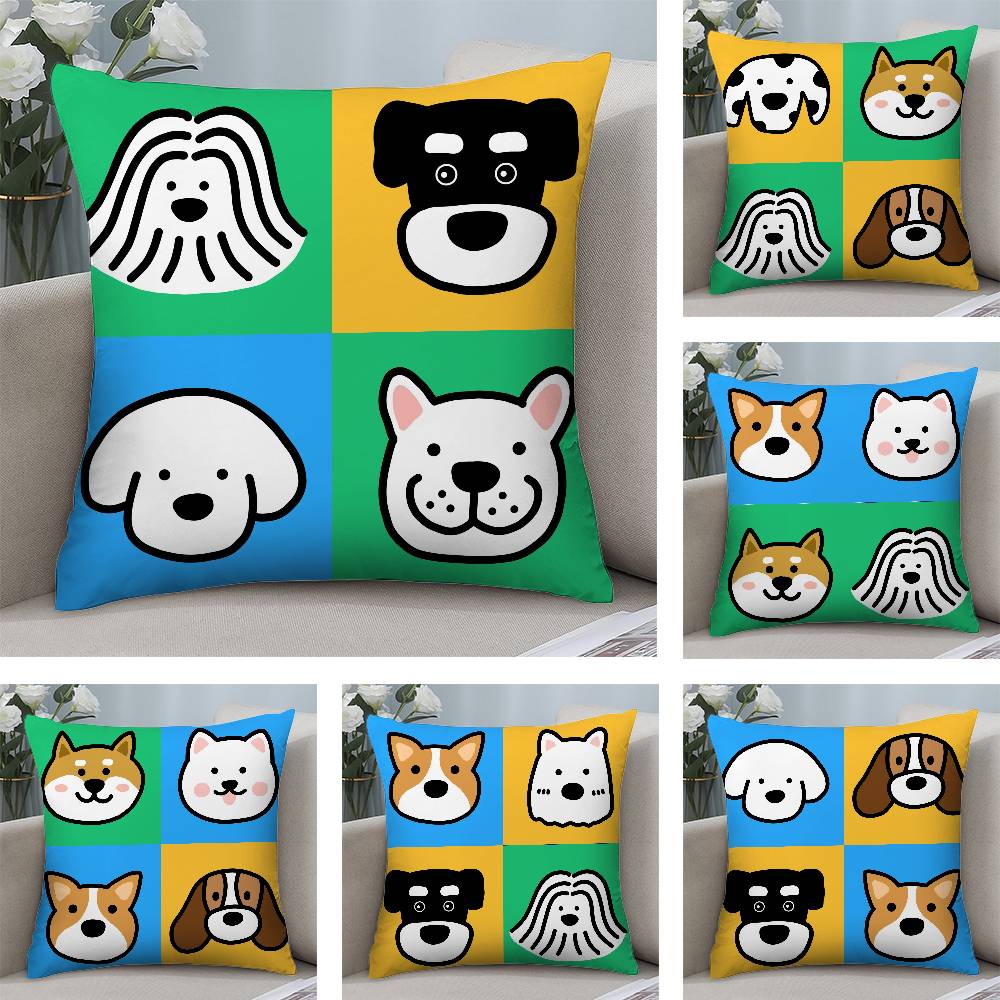 Cartoon Simple Cute Dog Pillow Case Plush Fabric Soft Double Sided Print Home Sofa High Quality Cushion Cover Throw
