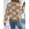 Autumn Winter Snowflake Checkered Knitted Sweaters Lantern Pullover Sweater Women's Christmas Sweater