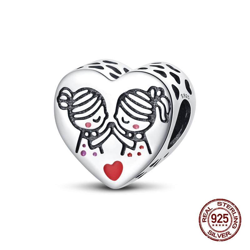 Copper Heart Dog Cat Warm Family Charms Beads Fit 3Mm Original Bracelets Fine Diy Mother'S Day Jewelry Gift