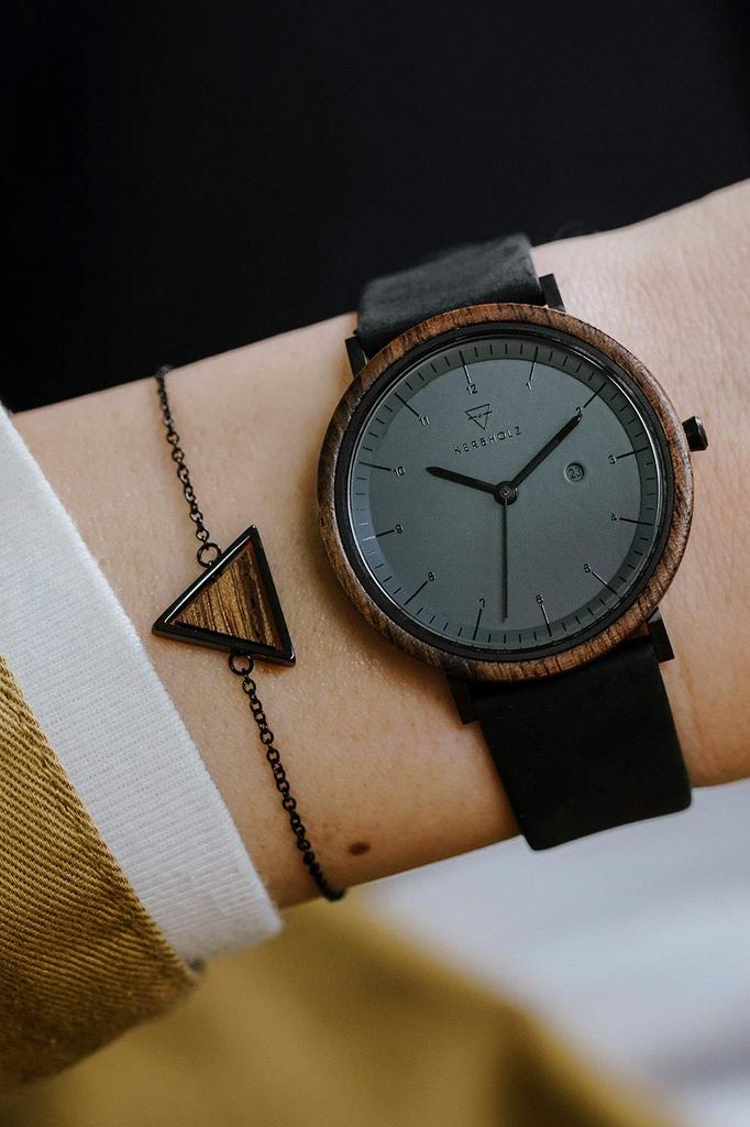 Montre Curbholz AMELIE Bois Design Allemand Étanche Véritable Importation WAME9214 Femme Noir