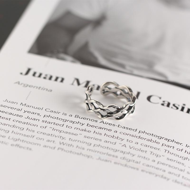 Elegant Three Wavy Layer Hollow Ring Stylish 925 Pure Silver Accessory Gifting For
