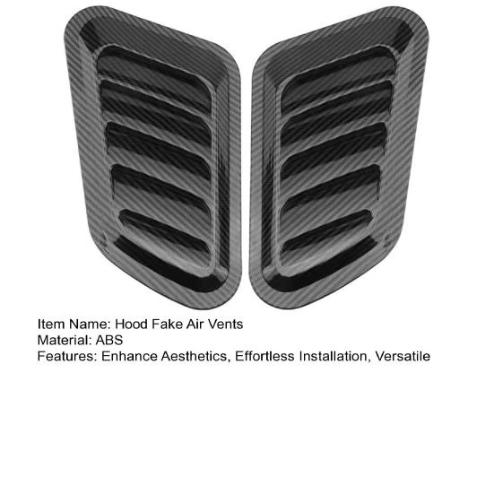 2 Stück Universelle Motorhaubenentlüftungsaufkleber Kohlefaser Auto Motorhaubenhutze Lufteinlassentlüftung Dekorative Zierleiste Klebend Gefälschte Entlüftungen für Autoaußen
