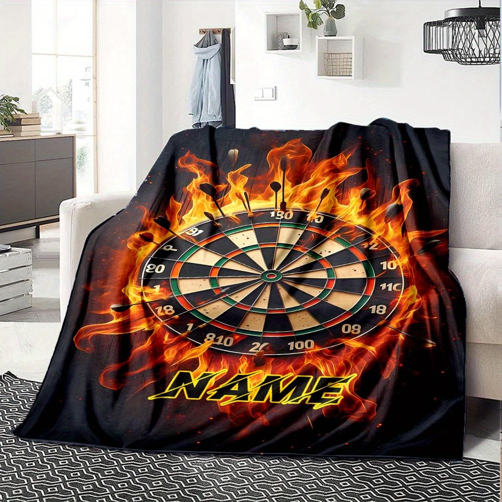 Firefighter Flames Blanket With Customizable Name Four Seasons Comfortable Shawl Blanket Suitable For Home Travel Camping Office Decoration Perfect