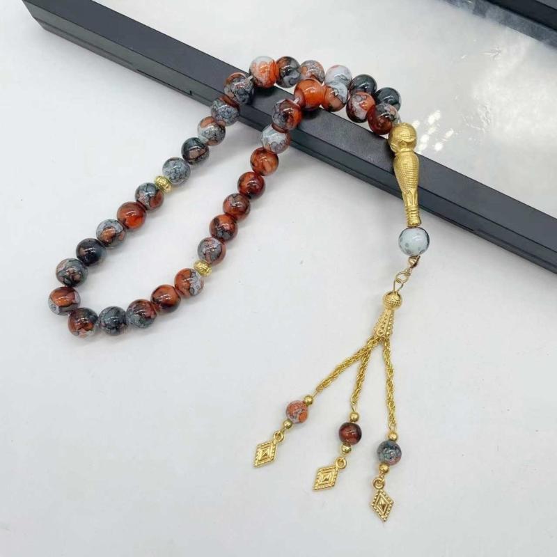 Islamic Meditation Rosary Jewelry 33 Bead Glass Tasbih Bracelet Meditation Rosary Jewelry for Prayer and Reflection