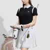 FILA Golf Color Block Knit Short Sleeve Polo Shirt Women tops Deep-Black A11W415103F-BK
