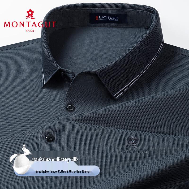 MONTAGUT Men's Breathable Long Sleeve Polo Shirt