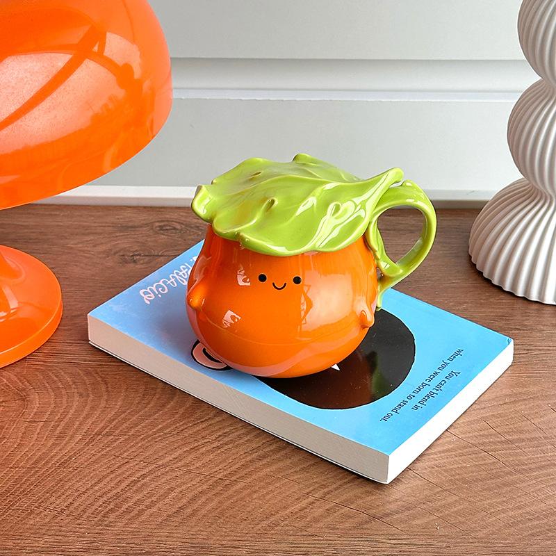 

Креативная керамическая кружка с баклажаном, большая емкость, парная кружка для воды с крышкой, кружка для завтрака и кофе, подарок на день рождения для мужчин и женщин 301-400ml