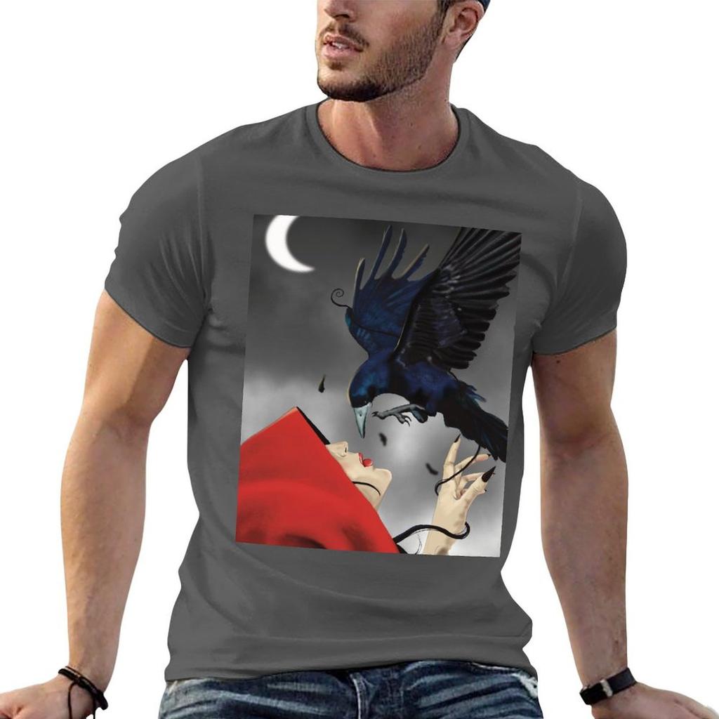 The Unisex With The Red Cape And The Raven Tshirt T Shirt Unisex 100 Cotton Luxury Brand T Shirts For Unisex Graphic Tees Tshirt