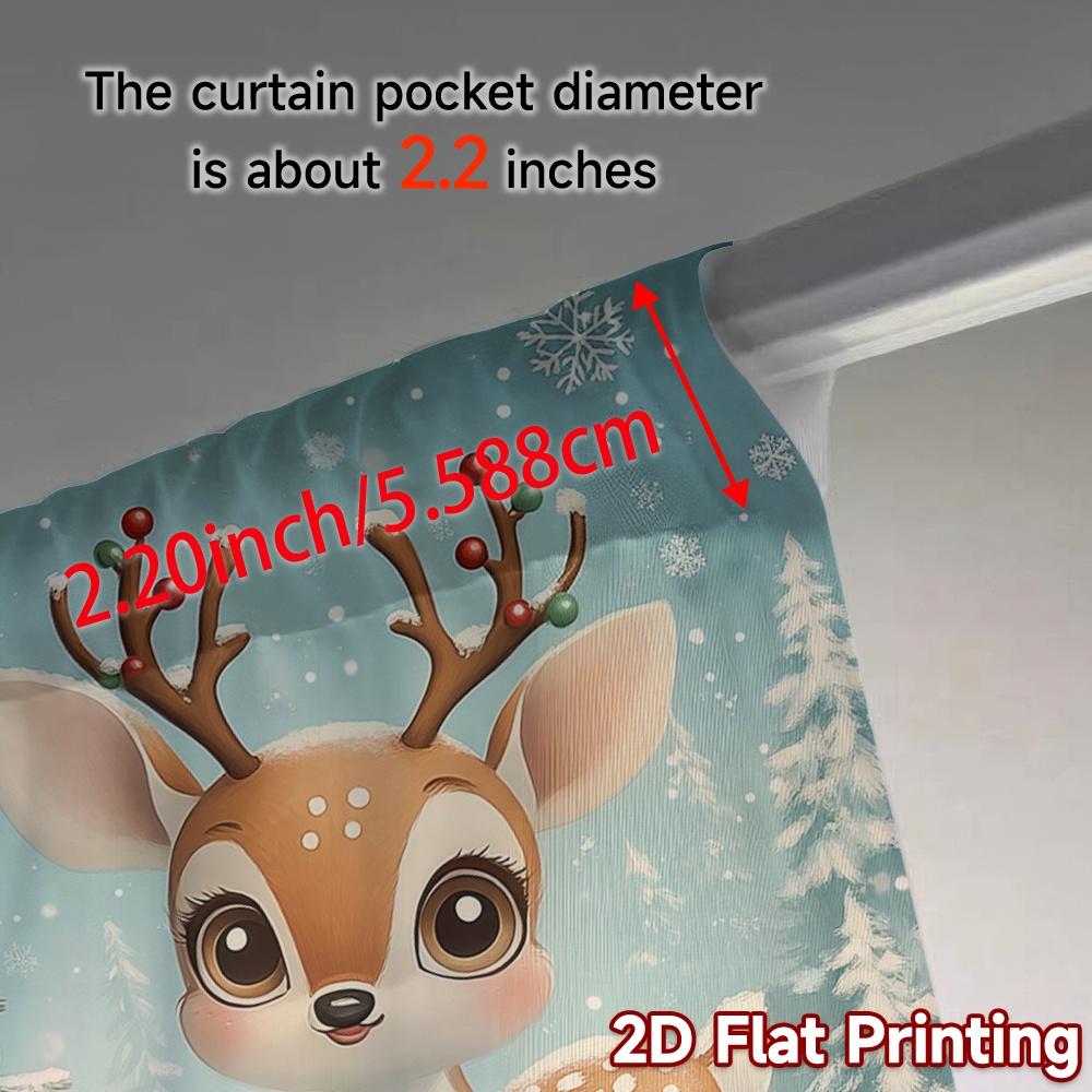 2pcs  Curtains Cute Reindeer Christmas Tree Snow Chic Fashionable Curtains Versatile Polyester Curtains Versatile All Suitable