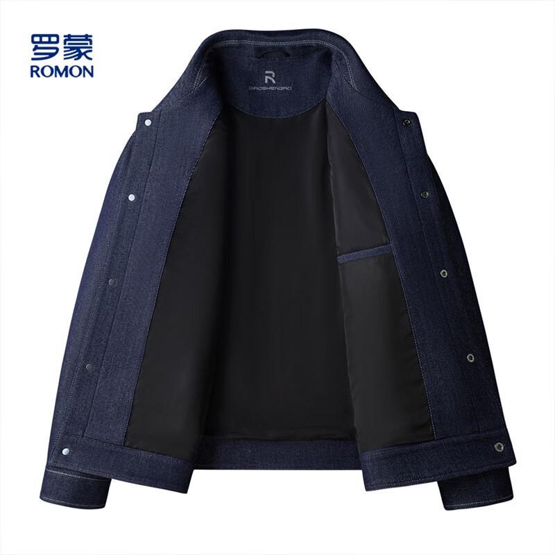 ROMON E Men's Classic Lapel Denim Work Jacket