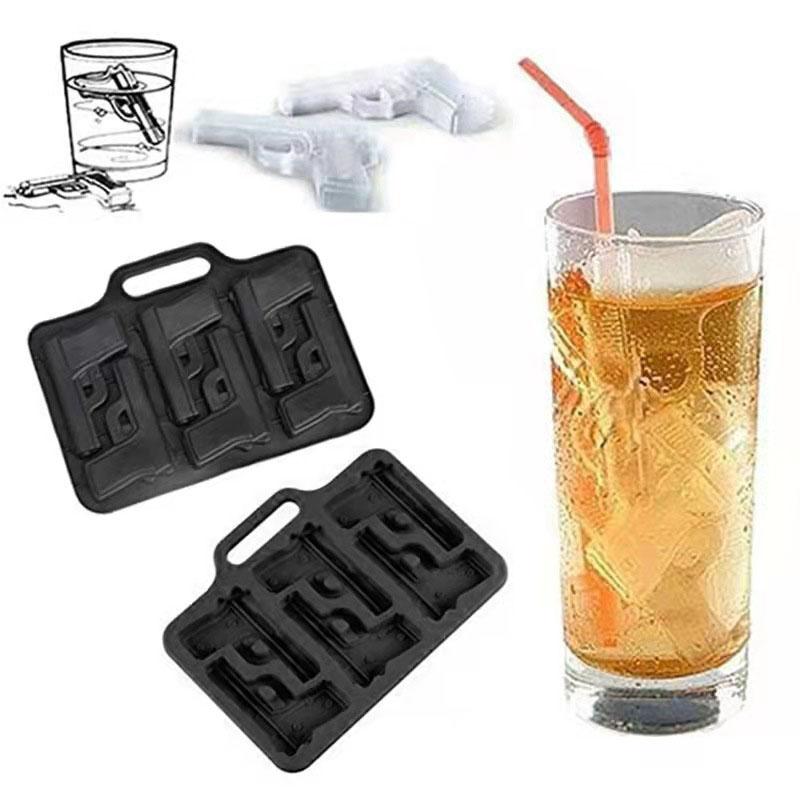 Silicone Toy Gun Ice Mold and Plastic Bullet Shaped Ice Cube Tray, Easily Detachable DIY Ice Cube Mold for Ice Cream Tools