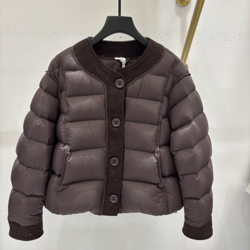 Womens Lightweight Down Jacket Short Puffer Coat With Round Neck Snap Front Buttons Warm Winter Outerwear