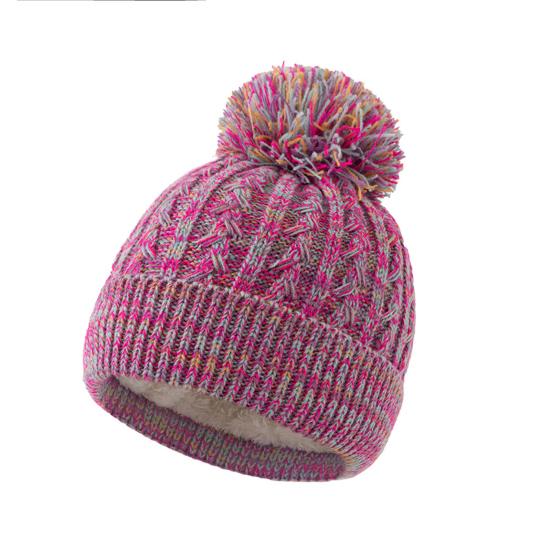 3Pcs/Set Kids Hat Scarf Gloves Set Rainbow Twist Texture Plush Ball Decor Knitting Hat