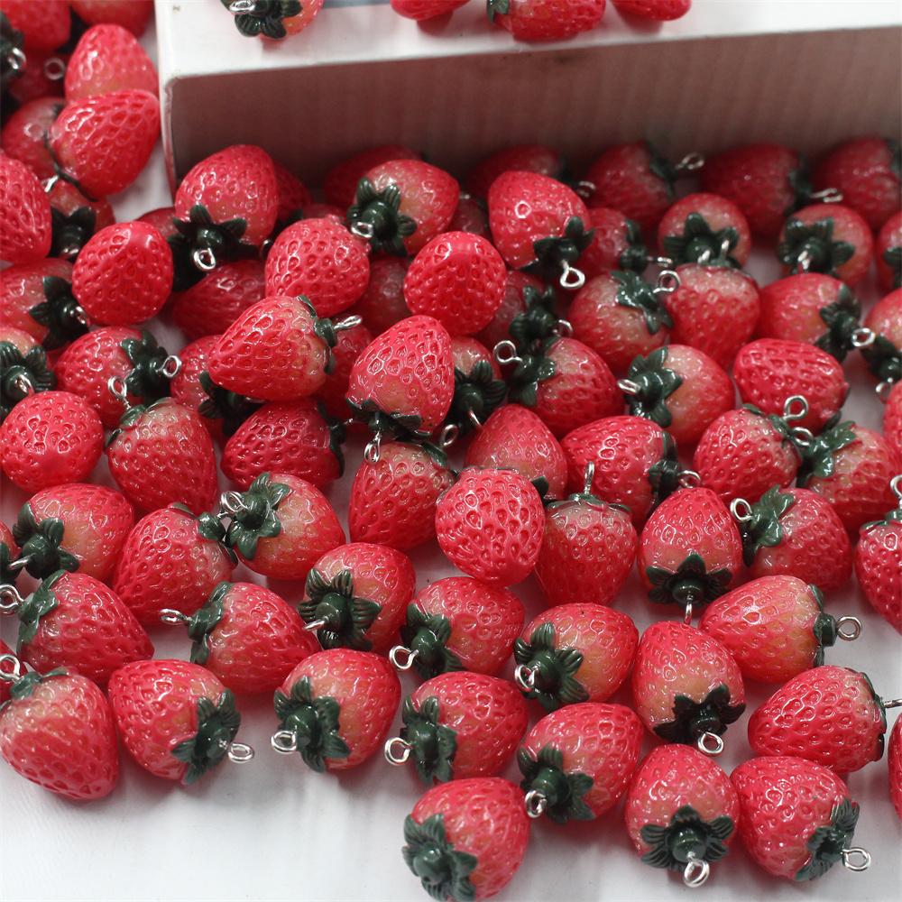 5-20pcs Strawberry Resin Pendant Charms Fruit Fashion Pendant DIY Earrings Bracelet Findings Jewelry Accessories 1.6X2.5CM