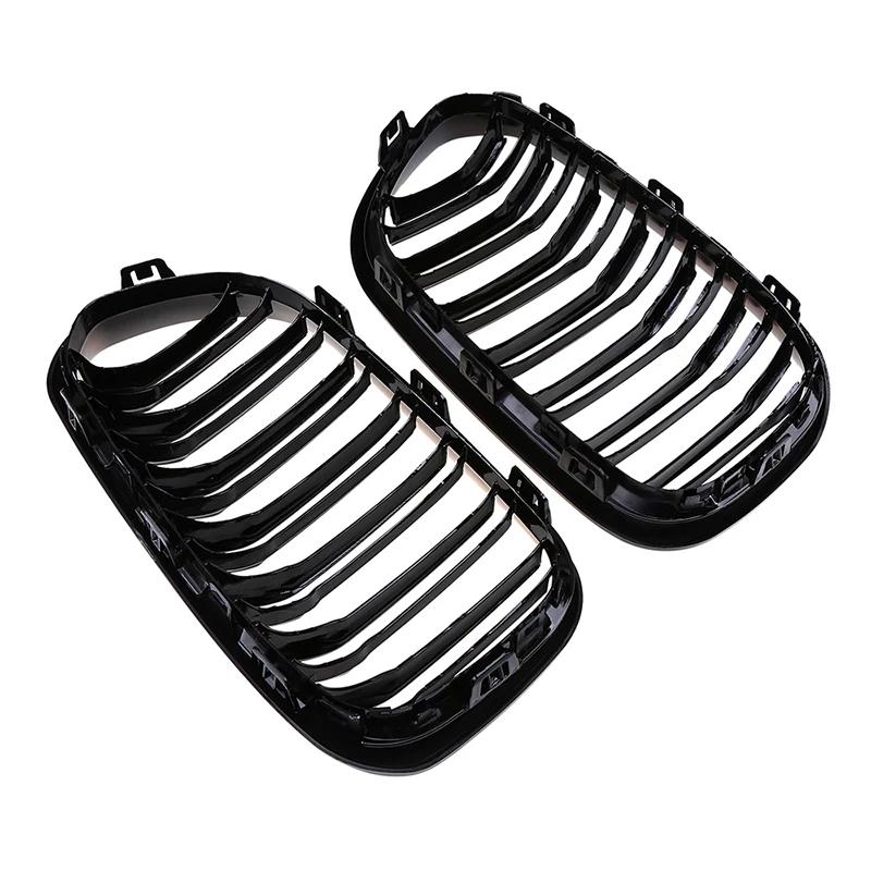 Front Bumper Grilles for BMW 1-Series F20 5-door/F21 3-door 118i/120d/144d/120i 2015-2017 Facelift Double Lines Grills