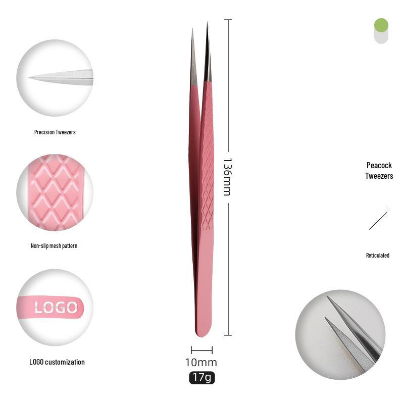 Golden Feather Stainless Steel Eyelash Tweezers for Grafting and Extensions