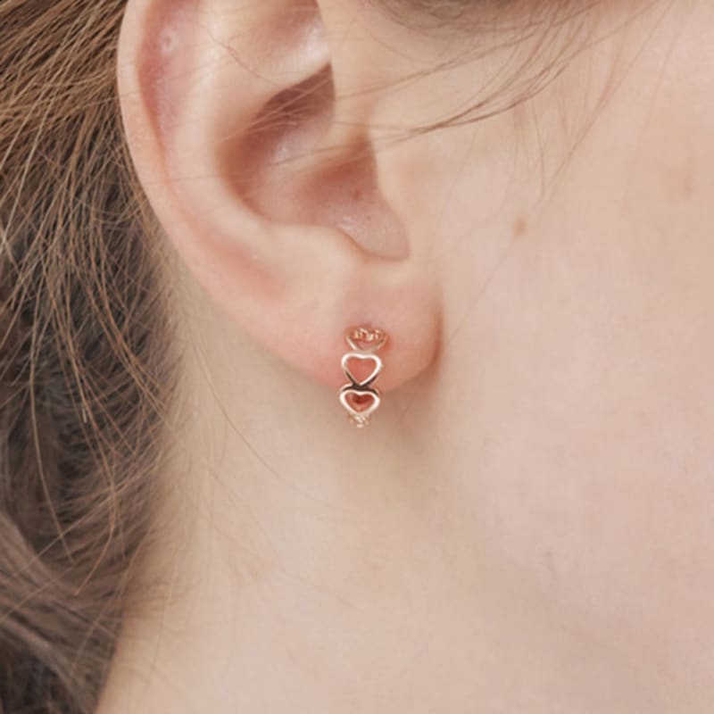 CRANNE 14K GF Heart Line One-Touch Earrings C24EGF219