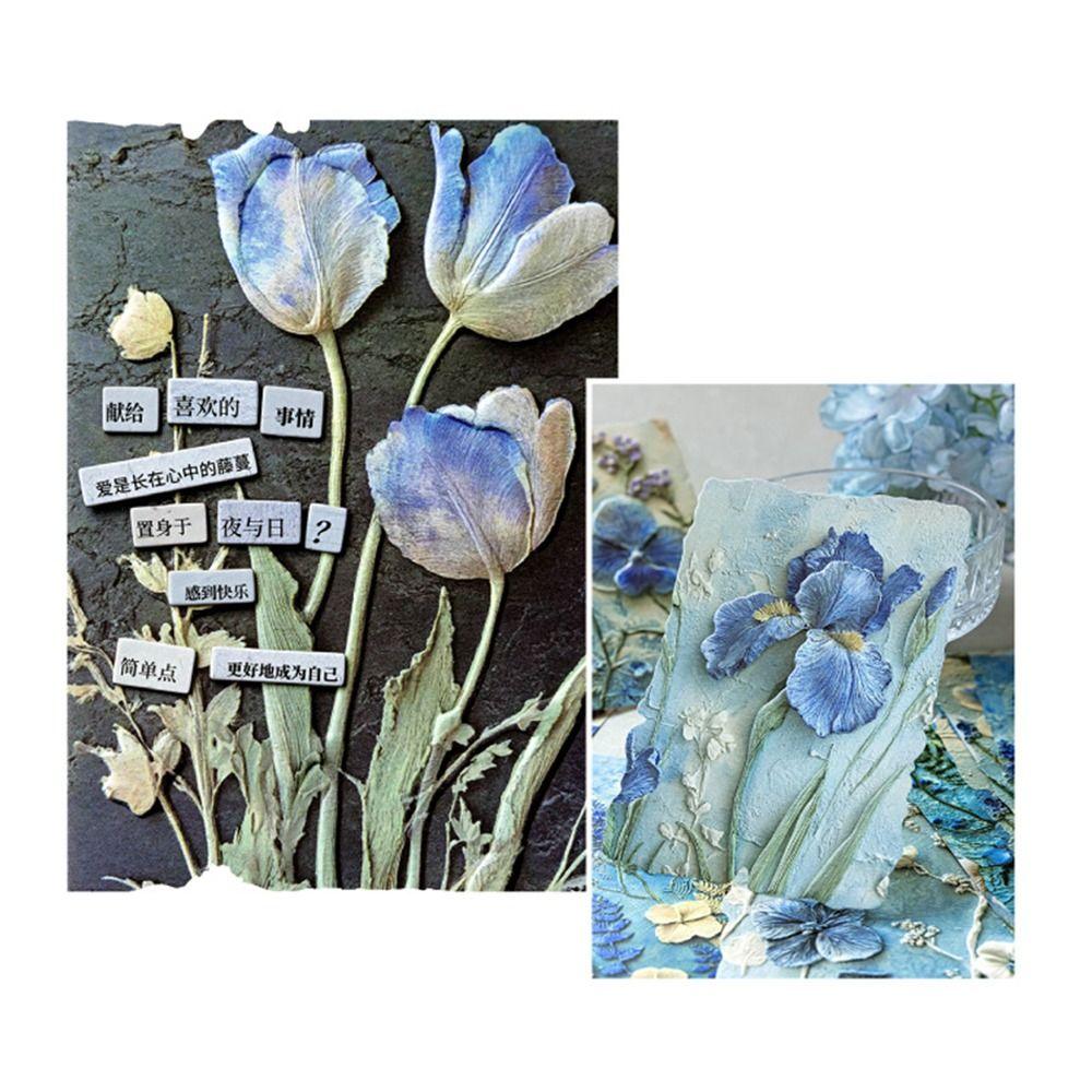 23PCS Paper Texture Paper Floral Relief Scrapbooking Decorative Paper Vintage Reliefs Paper Ita Bag