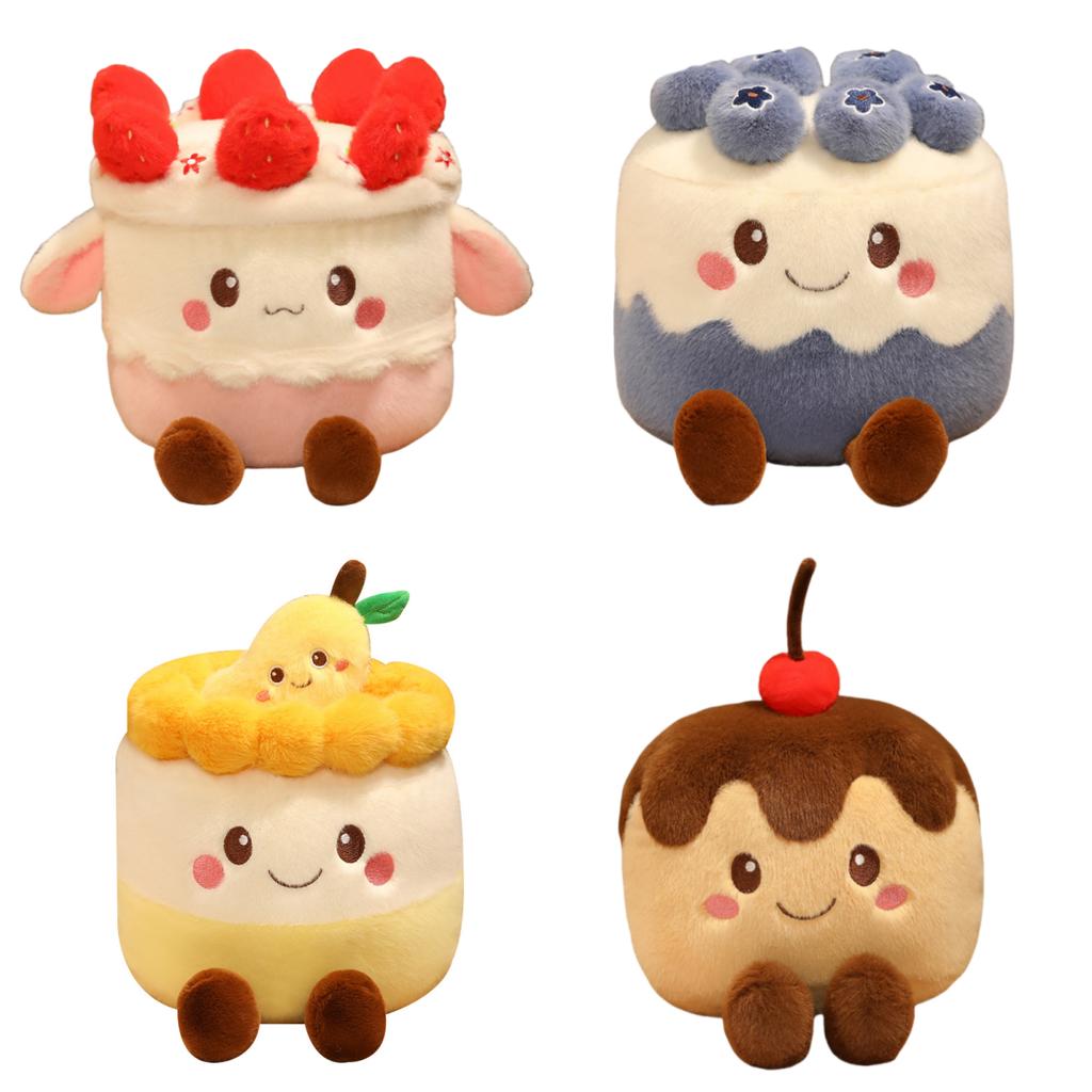 Cartoon Cake Plush Toys Stuffed Blueberry Strawberry Mango Candle Birthday Cake Ice Cream Snack Party Decor Cute Gift for Kids