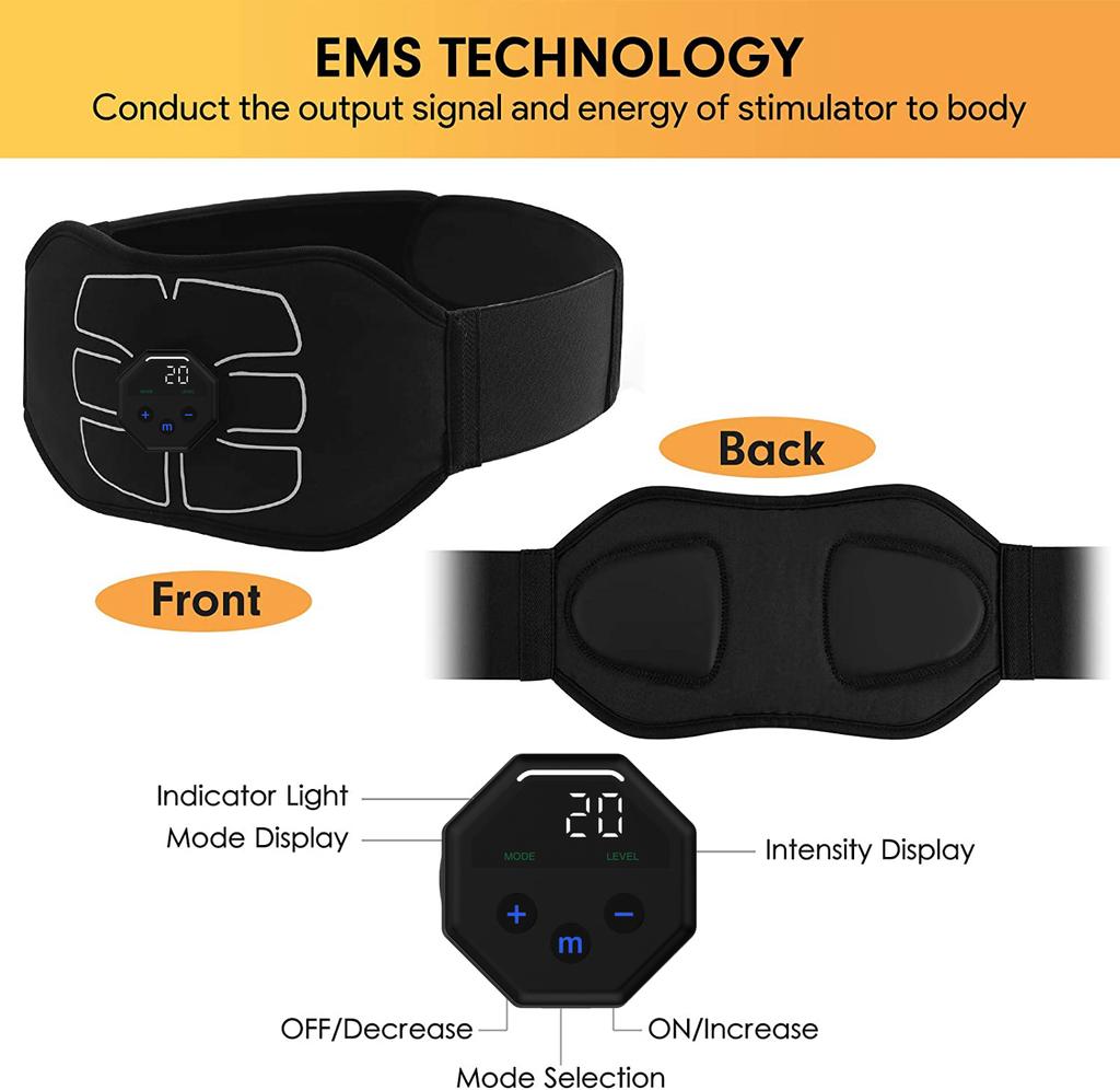 EMS Muscle Stimulation Belt Vibration ABS Stimulator Abdominal Trainer Exerciser Slimming Belts Home Gym Fitness Equiment