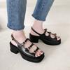 2024 Spring New Thick Sole Thick Heel Open Toe Roman Casual Sandals with Buckle Square Head Fashion Comfortable Women's Shoes