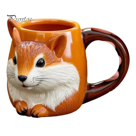 Squirrel Coffee Cup 3D Cute Fox Tea Mug Creative Animal-themed Cup Handmade Creative Birthday Gift for Friends Kids