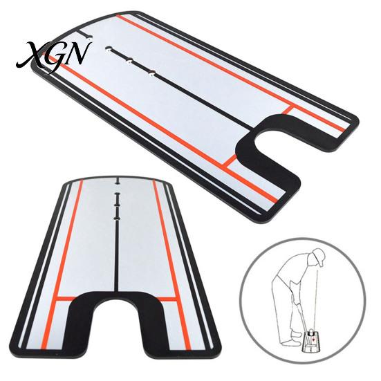 Portable Putting Practice Mirror Golf Mirror, Alignment Training Aid with Putter Line, Ball & Accuracy Trainer Tool for Indoor Outdoor Beginner